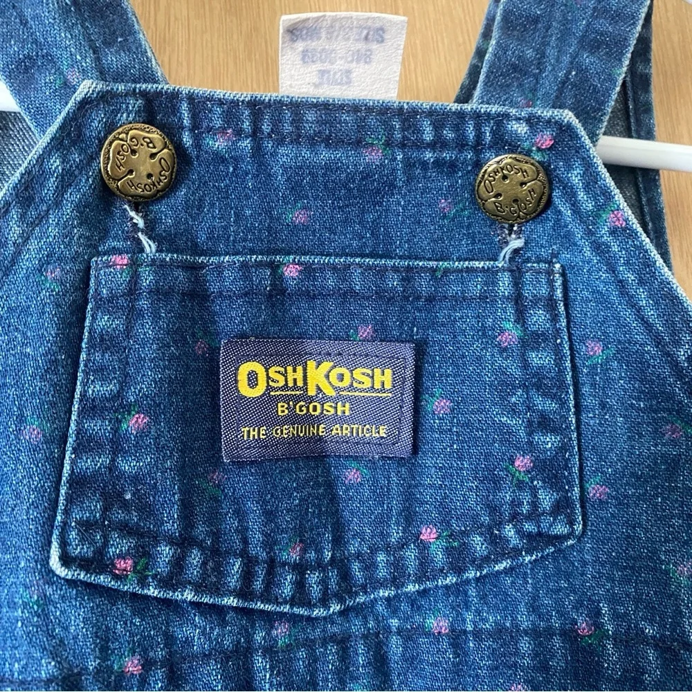 Vintage Oshkosh b’gosh Infant Girls Footed Floral Overall Feetie Pant 3/6 months